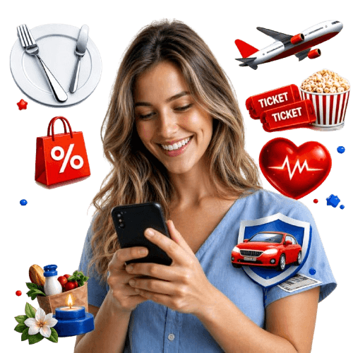 Member browsing USAPerksClub savings on her phone